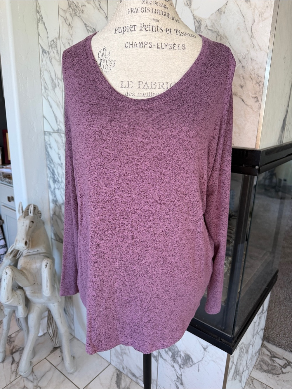 Well Worn Plum Scoop-Neck Lightweight Sweater